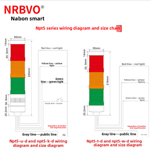 NPT5-1T-D menara lampu sinyal LED, alat mesin Multi lapisan dua bagian lampu konstan hijau merah plastik tahan air tiga warna - Product Image 4