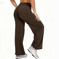 Pantalon de yoga sport taille haute à jambes larges, effet push-up, infroissable, longueur intégrale, couleurs contrastées, très tendance