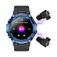 Jam Tangan Pintar T96 dengan Earbud TWS 2 in 1 Pemutar Musik Monitor Detak Jantung Tekanan Darah Smartwatch Menjawab Panggilan dengan Headphone