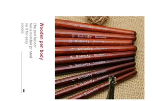 Kolinsky Pinceau à Ongles en Acrylique, Logo Personnalisé, Bois Rouge, Haute Qualité, 100, 8, 10, 12, 14, 16, 100%