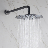 Système de douche à poignée unique de haute qualité noir mat 2 fonctions ensemble de robinet de salle de bain dissimulé en laiton