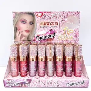 Wholesale Miss betty 24pcs in 1 box lipgloss cute liquid lipstick set with high quality goog pigment beauty Cosmetics Set labial