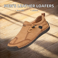 Mocassins pour hommes en cuir véritable antidérapants à enfiler avec surpiqûres, décontractés, tendance, polyvalents, pour l'extérieur, semelle extérieure en caoutchouc