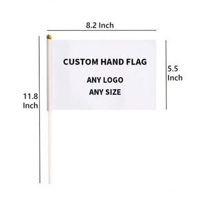 High Quality 100% Polyester Custom Printed Design Wholesale Double Sided Polyester Hand <b>Flag</b> for Outdoor Campaign - Product Image 6
