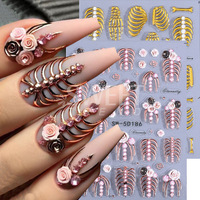 5D en relief main doré crâne Halloween ongles autocollants décalcomanies manucure gothique ongles autocollants pour Nail Art