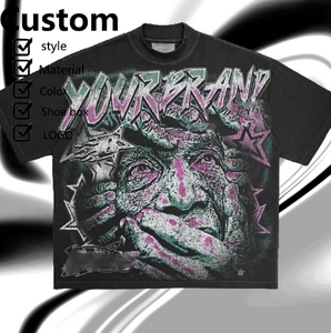 Personnalisé 240gsm Vintage Lavé Hommes T-shirt Hommes en Détresse Coton vierge Surdimensionné T-shirt - Product Image 4