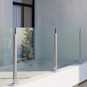 Simple design frameless glass railing system staircase glass railing post tempered glass stair railing