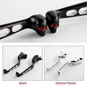 Palancas de control CNC huecas con diseño de calavera para motocicleta Harley XL883 XL1200 Touring, par de manijas de freno y embrague, negro cromado - Product Image 2