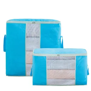 Rõ ràng cửa sổ không dệt Quilt tổ chức quần áo gấp hộp lưu trữ dưới giường với dây kéo