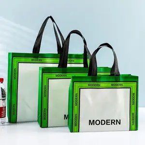 Hot Sale Custom Heavy Duty Foldable Shopping Tote Bag Supermarket Kitchen Laminated PP Non Woven Reusable Grocery Bags