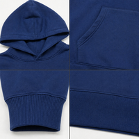 Hoodie streetwear minimaliste 100% coton avec ourlet côtelé, couleur unie, poids lourd 350G, coupe décontractée, capuche double couche, vêtement décontracté