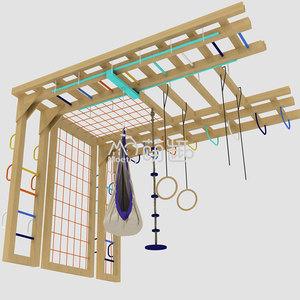 Moetry Sensory Room Kids Indoor <strong>Play</strong> Jungle Gym Wooden Monkey Bars Climbing <strong>Frame</strong> with Gymnastic Therapy Swing - Product Image 5