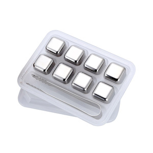 <strong>Reusable</strong> Stainless Steel Square <strong>Ice</strong> <strong>Cube</strong> for Wine Whiskey or Drinks - Product Image 1
