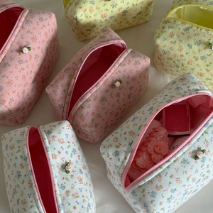 New cross-border floral print makeup bag, cute <b>bow</b> toiletry bag, <b>large</b> capacity travel skincare product storage bag - Product Image 1