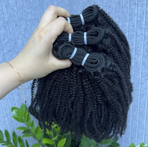 Bundle Top Bundle <span class=keywords><strong>Afro</strong></span> 4 b4c con <span class=keywords><strong>extension</strong></span> per capelli umani ricciolite a doppio pescato Full Virgin cambogiano - Product Image 5