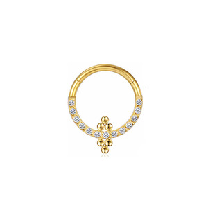 Anneau de nez et de téton en titane F136 avec incrustation de diamant, piercing géométrique sans filetage, bijoux de mode - Product Image 4