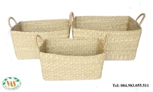 Panier à linge naturel fait à la main du Vietnam paniers de rangement tissés en herbe pour vêtements sales