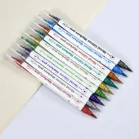 2022 אמזון מכירה לוהטת 12 צבעים מתכתי סמני בסדר טיפ & מברשת טיפ מתכת סמן עט