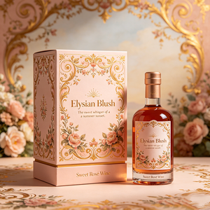 Boîte cadeau de luxe haut de gamme personnalisée pliable avec embout plié et gaufrage à chaud or pour vin doux à la rose - Product Image 1