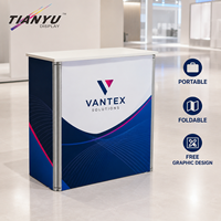 Comptoir de réception pliable en aluminium TIANYU, comptoir portable pour salon professionnel avec étagère de rangement interne, montage facile, stand d'événement