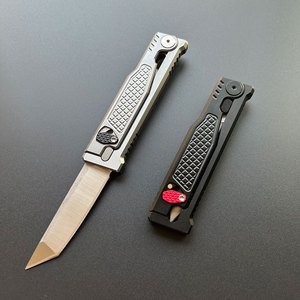 Fournitures d'usine multi-usages D2 acier Clip Point couteau utilitaire Camping en plein air survie couteau de poche bricolage OEM poignée en aluminium - Product Image 5