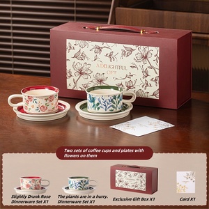 High Quality Porcelain <b>Dinnerware</b> Sets with Plant Patterns Dishwasher-Safe Mugs Tea Cups for Kitchen Wedding Parties - Product Image 6