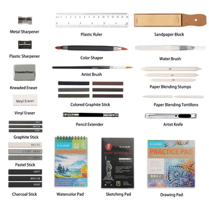 KALOUR marca vendita calda 142 pezzi <span class=keywords><strong>matite</strong></span> colorate matita per schizzi matita per acquerello Set da <span class=keywords><strong>disegno</strong></span> Kit per schizzi in scatola di cartone - Product Image 2