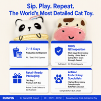 Mainan Kucing Panda Catnip Plush Berbentuk Cangkir Minuman, Diisi dengan Catnip Alami untuk Kucing Indoor, Permainan Interaktif