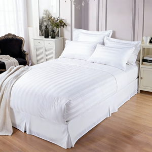 Protège-matelas rayé écologique 300 fils, personnalisable pour hôtel, doux, respirant, durable, bord élastique, poche profonde - Product Image 2