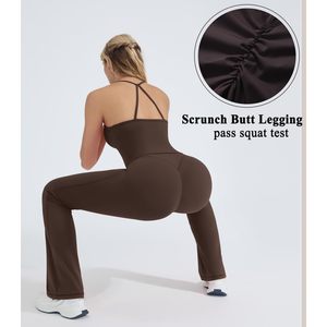 FOXA 2 Piece Workout Set Padded Tank Top <b>Flare</b> <b>Leggings</b> Pilates Outfit Women Yoga Sets Spandex Polyester Four Way Stretch - Product Image 4