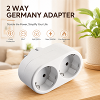 Adaptador de Enchufe Schuko de 2 Vías para Alemania con 2 Tomas de Corriente, Seguridad Infantil 2P+T 16A 250V 3500W, Resistente al Fuego, PC GS IP20, Garantía de 2 Años