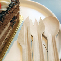 Ensemble de couverts en bagasse de canne à sucre biodégradable et compostable, fourchette, couteau, cuillère, vaisselle de qualité alimentaire pour les desserts de fête
