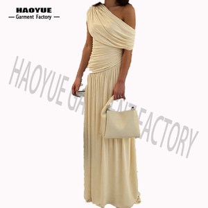 Robes de soirée élégantes, froncées, asymétriques et solides <span class=keywords><strong>pour</strong></span> femmes, robe de soirée <span class=keywords><strong>pour</strong></span> dames, nouvelle collection d'été, vêtements en gros - Product Image 2