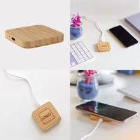 Chargeur sans fil pour téléphone portable à induction rapide 15W en bambou, mini, fin, portable, avec logo personnalisé, respectueux de l'environnement, avec port Type-C