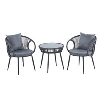 Ensemble trois pièces de table et chaises en rotin d'extérieur, étanche, style simplicité moderne, pour balcon, jardin, cour, loisirs, emballage postal