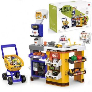 Ensemble de jeu d'imitation pour enfants : Supermarché éducatif avec caisse enregistreuse, scanner et chariot de courses - Product Image 1