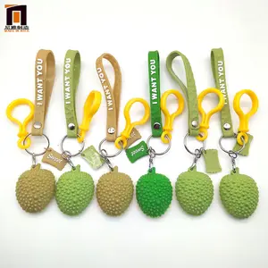 Personalized Promotional Cheap Keychains In Bulk Soft Pvc Logo 3D Rubber Gift Fruit Durian Key Chain Custom Logo Pvc Keychain