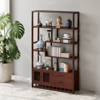 Étagère de présentation en bambou, nouveau style chinois, meuble multi-compartiments avec double porte et tiroirs, pour salon, hôtel, présentation de thé, mobilier de maison