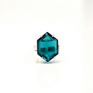 Nouvelle Arrivée Bague Fine pour Femme en Argent Sterling 925 Massif, Topaze Bleue de Londres, Taille Hexagonale Hydro, Sertie à Griffes, Or Rose Vintage, Faite à la Main - Product Image 1