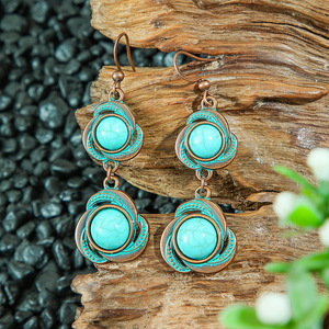 Geometric <b>Drop</b> Earrings Alloy Antique <b>Bronze</b> Plated Bohemia Style Women's Party Jewelry Fashion Dangle Earrings - Product Image 4