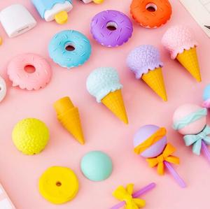 Boîte-cadeau à fenêtre couleur bonbon ensemble de gommes à dessert et sucette gomme de papeterie créative pour étudiants - Product Image 1