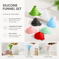 Entonnoir pliable en silicone pour cuisine domestique, accessoires de cuisson durables, de qualité alimentaire, multi-tailles