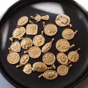 Colgante de Acero Inoxidable Hipoalergénico e Impermeable con Diseño Mixto, Chapado en Oro de 18k, Tipo Moneda Ovalada de Ángel, para Collar, Venta al por Mayor - Product Image 4