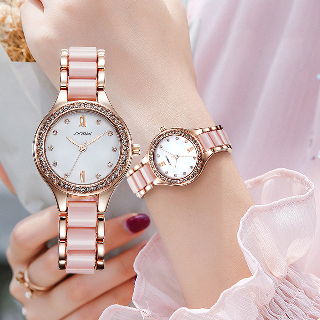 Personalized Luxury Ladies Minimalist Diamond Alloy Wrist Watch Sinobi Brand S9746L Fashion Casual Waterproof Quartz Watches