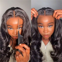 Perruque brésilienne vierge naturelle en gros, lisse, avec dentelle HD, prête à porter, sans colle, pour femmes noires