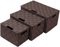 Lot de 3 paniers de rangement tissés en polypropylène et nylon Boîte de rangement tissée en PP