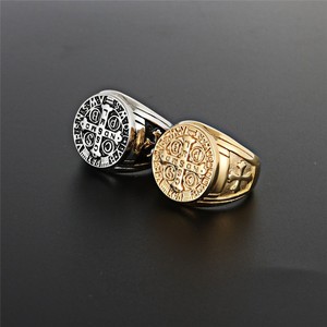 yunnique <b>Titanium</b> Steel Cross <b>Ring</b> Men's Retro Punk Fashion Jewelry Silver Gold Color Gift Occasion - Product Image 1