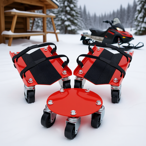 Red <b>Snowmobile</b> Dolly 1500Lbs Capacity 2.5 Swivel Casters V Slide Rubber Pad Ski Protection - Product Image 2