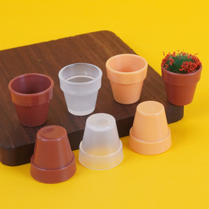 Mini pots de fleurs succulentes en ABS, pots de fleurs miniatures en terre cuite simulés, jouets miniatures DIY, accessoires de scène en colle à la beurre. - Product Image 2