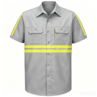 Camicia da Lavoro a Maniche Corte con Strisce Riflettenti, Due Tasche, Alta Visibilità, Uniforme di Sicurezza per Sanificazione e Costruzioni Stradali, Abbigliamento da Lavoro Estivo